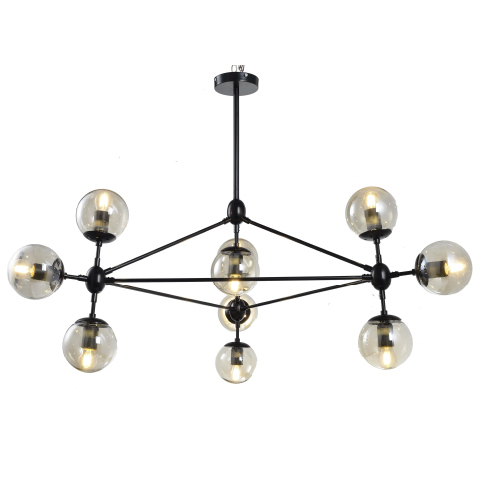 Colgante de metal y vidrio 10xE27 82x78cm negro