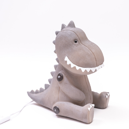 Velador dino marrón osc de poliserina con adap de USB a 220 22x12x20cm