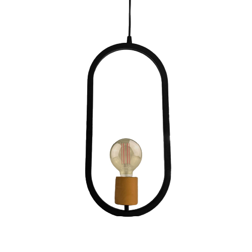 Colgante 1 luz E27 óvalo combinado negro con madera