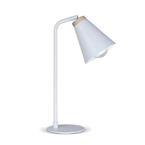 LAMP.DE MESA  E27 MOVIL  39CM BLANCA C/MADERA