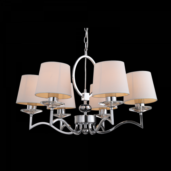 ARAÑA 6 LUCES E27 CROMO C/PANT.BLANCA F59-6B