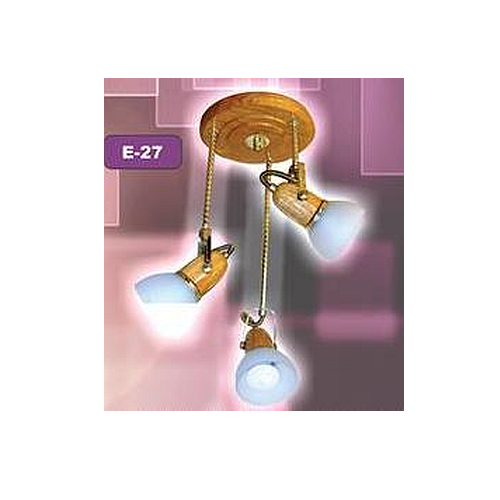 Plato roble de 3 luces con barrales en desnivel y tulipas de vidrio