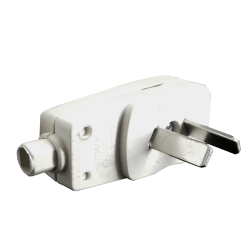 Ficha macho bipolar con salida lateral blanco