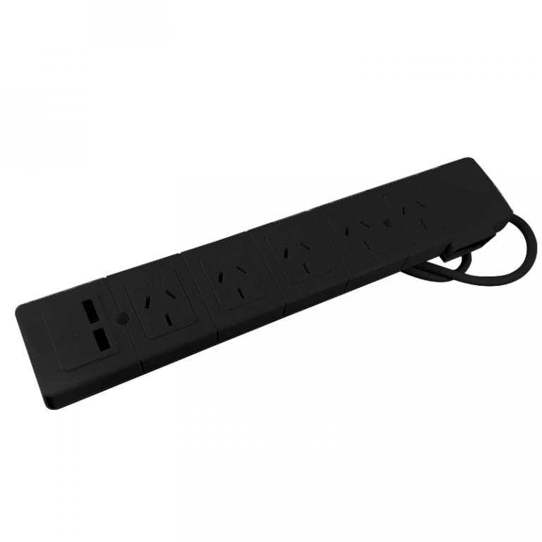 Prolongador Mult.5 Tomas +USB c/term.1.5m.Negro