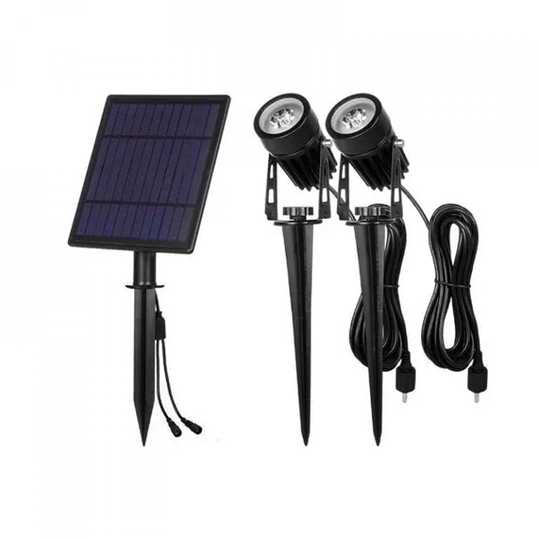 Spot doble 3W led c/u con panel solar 160lm ip65