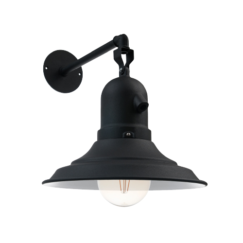 Aplique E27 industrial de aluminio apto exterior diámetro 36cm negro
