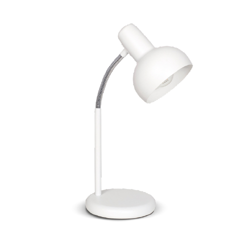 Velador para E27 con flexible diámetro 10cm y alto 38cm blanco