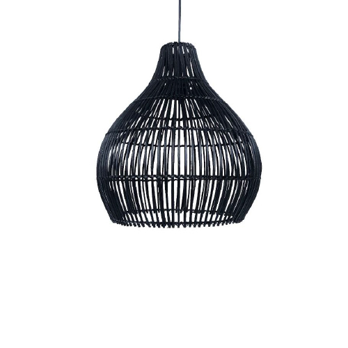 COLGANTE GALPONERA  40X42CM E27 RATTAN NEGRA