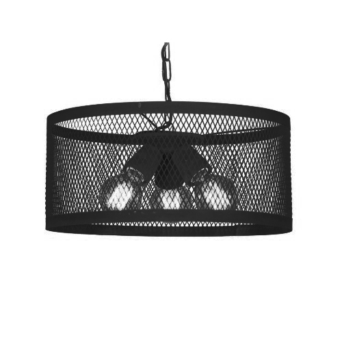 Colgante 3 luces e27 con cadena y pantalla metalica 45cm negro