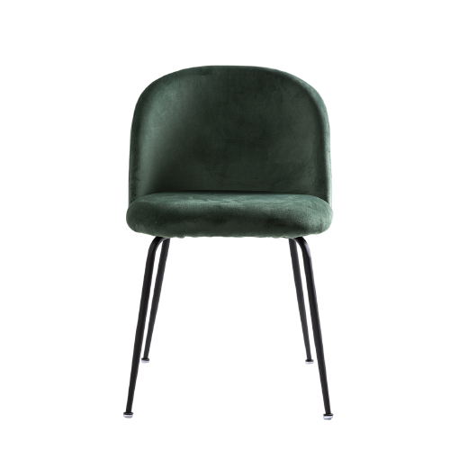 SILLA TERCIOPELO PATAS METAL NEGRO RESPALDO U VERDE OSCURO