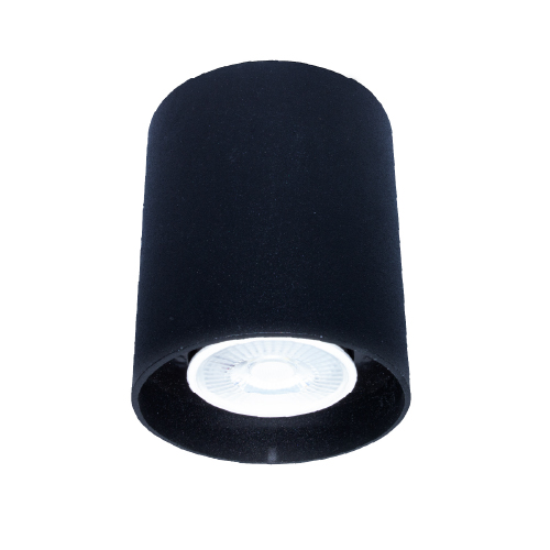 Plafon de aluminio para GU10 negro texturado con 8cm de alto y 9.5 cm de profundidad