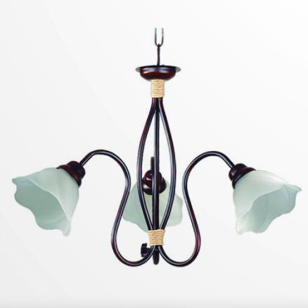 Araña 3 luces cobre c/tul. z-56