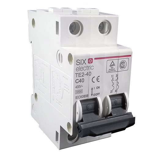 Interruptor termomagnético bipolar 63A curva C 3kA