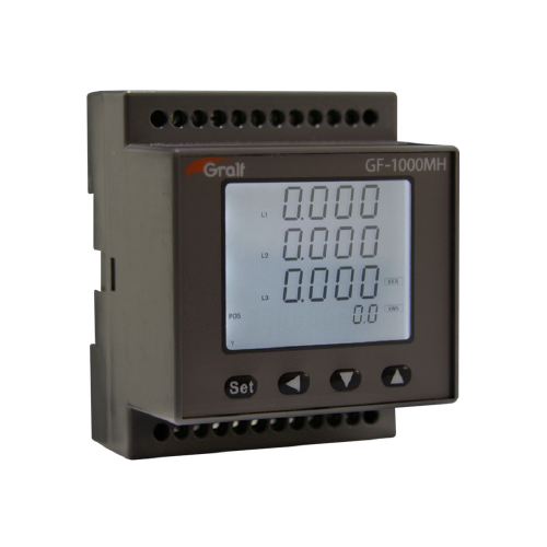 Analizador de red trifásico con medición de consumo, cofímetro y armónicos para riel