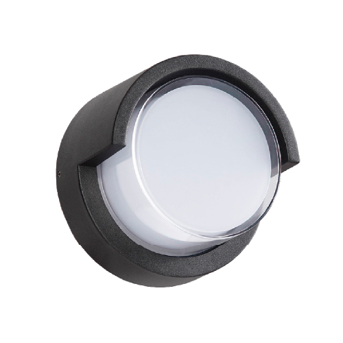 Aplique kyklo alum led redondo 9W 3000K IP54 17x17cm negro