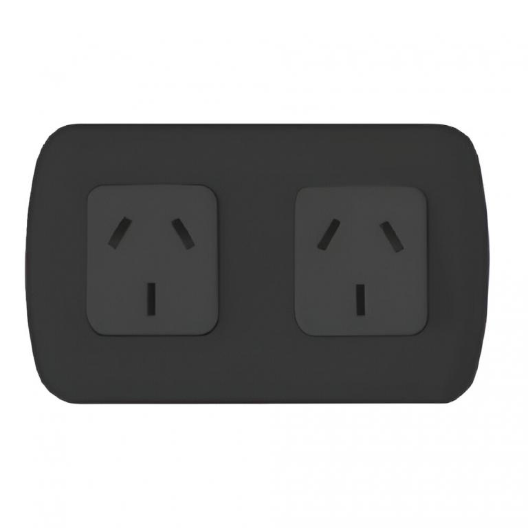 Llave 2 tomas exterior tekna negro