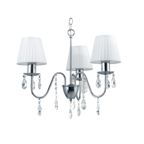 Araña 3 luces E27 Cromo con cairel y pantalla