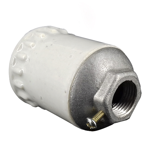 Portalámpara porcelana casquillo de aluminio rosca E27 de 5/8