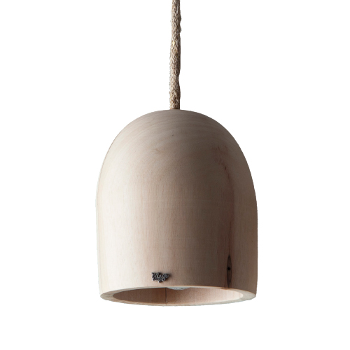 Campana de 1 luz E27 de madera 15x15cm con cable de 1,5 mts