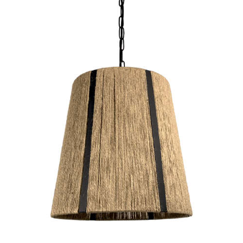 Colgante 1 luz E27 de yute con flejes medidas 30x40x40cm