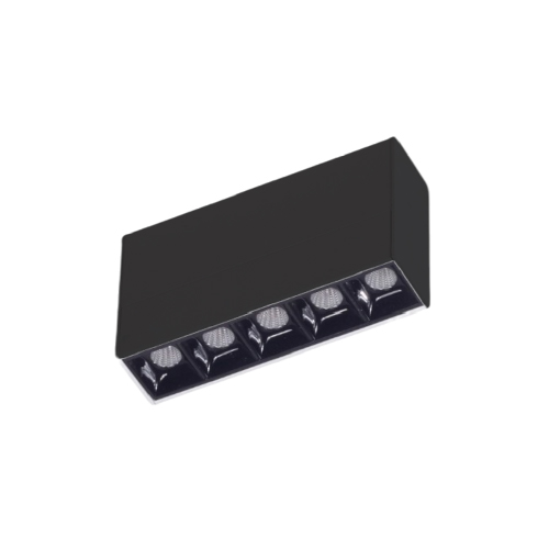 PLAFON 5 LUCES 140 MM C/ OPTICA ANTIDESL 10W 15 GRADOS NEGRO 3000K 800lm