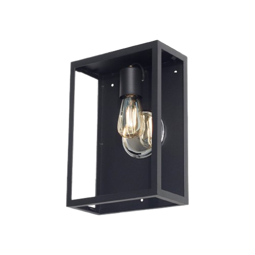 Farol de hierro negro E27 27x17cm vidrio transparente