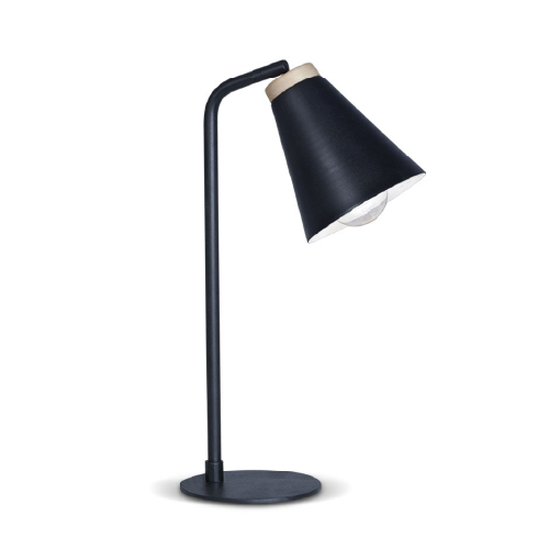 LAMP.DE MESA  E27 MOVIL  39CM NEGRA C/MADERA