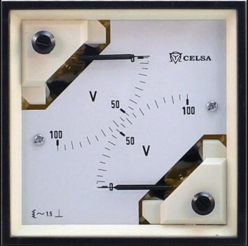 VOLTIMETRO DOBLE AGUJA 96X96