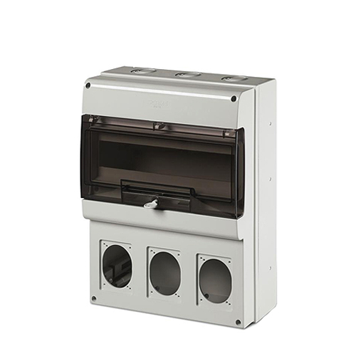 Gabinete 16 módulos frente con 3 orificios para tomas 400x328x140