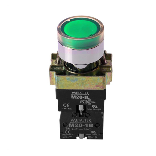 CABEZAL PULSADOR METALICO VERDE SLMRN2