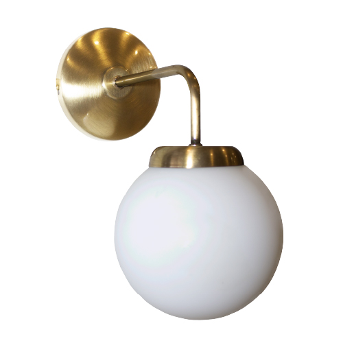 Aplique 1 luz E27 globo vidrio opal 8x15cm dorado