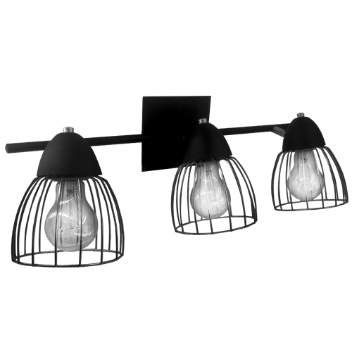 Aplique barra jaula 3 luces negra