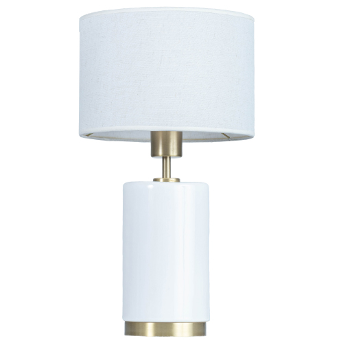 Velador de cerámica dorado con blanco base de 12cm y altura de 40cm