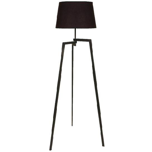 Lampara de pie tripode negra c/pant.nga