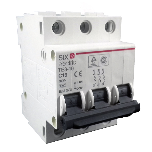 Interruptor termomagnético tripolar 16A curva C 3kA