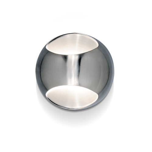 Aplique bidireccional para G9 media esfera de chapa diámetro 15cm platil