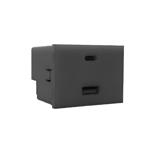 Módulo cargador USB doble A+C 220V GRIS 5A