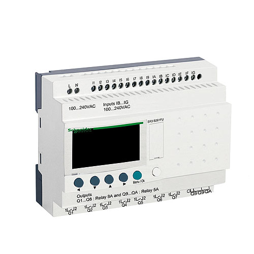 ZELIO 16E/10S  C/RELOJ SR3B261FU 220CA