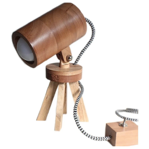 Lampara escritorio E27 5W 2700K pantalla torneada cedro