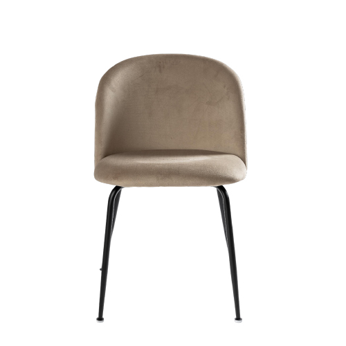 SILLA TERCIOPELO PATAS METAL NEGRO RESPALDO U BEIGE