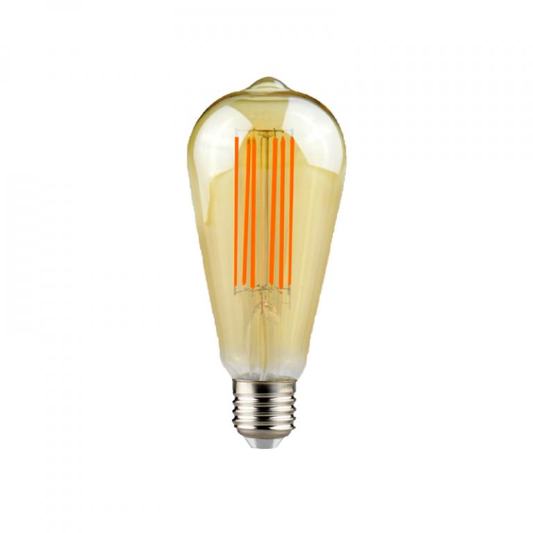 Lámpara de filamento led ambar ST64 7W E27 3000K dimerizable