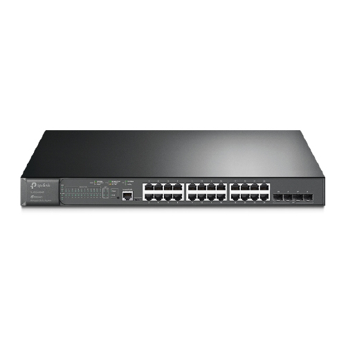 SWITCH 24 PUERTOS POE 10/100/1000 Mbps + 4SFP + 1 P CONSOLA + 1 USB RACKEABLE (OMADA)