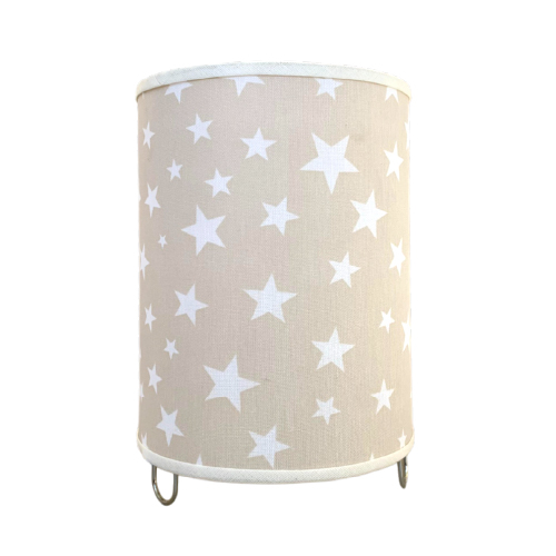Velador tubo infantil 15x20cm tela nórdica estrella beige