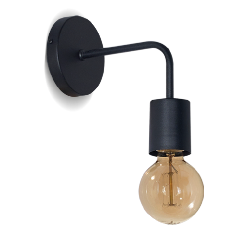 Aplique 1 luz E27 con brazo L negro microtexturado