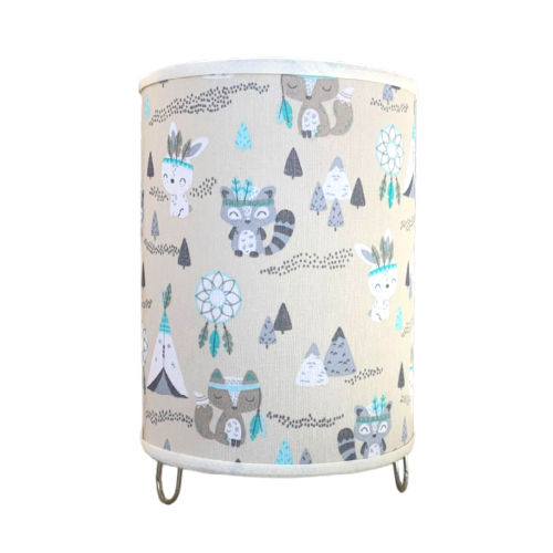 Velador tubo infantil 15x20cm tela nórdica indio beige