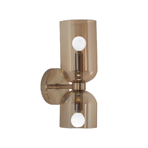 Aplique bidireccional de vidrio ambar 2xE14 12x35cm