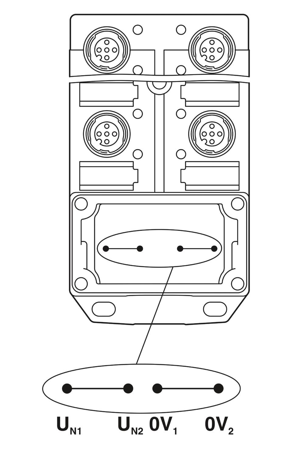 CAJA DISTRIBUIDORA CONECTOR M12 8 CONEX. 5 POLOS SACB-8/16-L-C-SCO