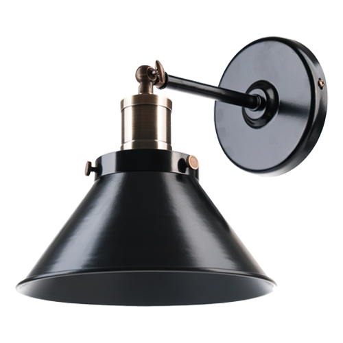 Aplique de pared E27 negro con bronce 25 cm