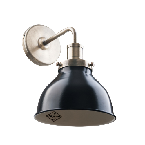 Aplique de pared E27 negro con bronce 20cm