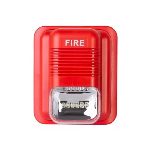SIRENA CON FLASH 24V PARA INCENDIO ROJA
